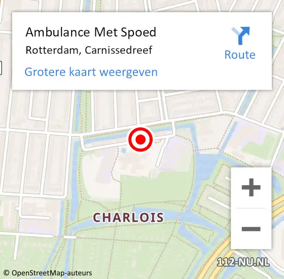 Locatie op kaart van de 112 melding: Ambulance Met Spoed Naar Rotterdam, Carnissedreef op 21 september 2020 17:15