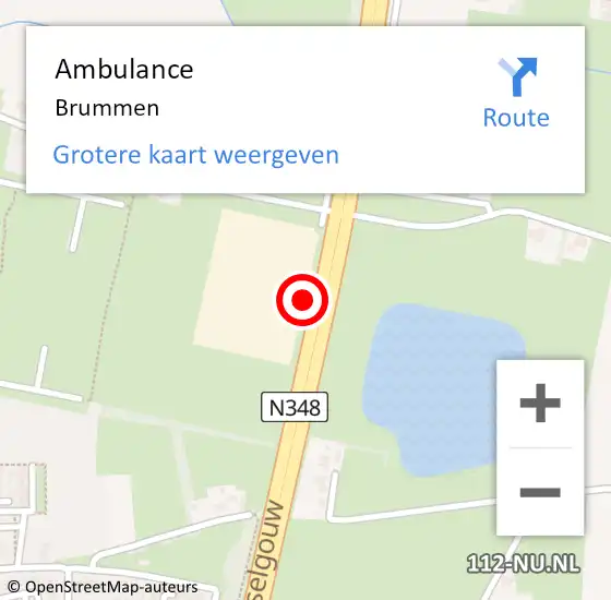 Locatie op kaart van de 112 melding: Ambulance Brummen op 21 september 2020 17:17