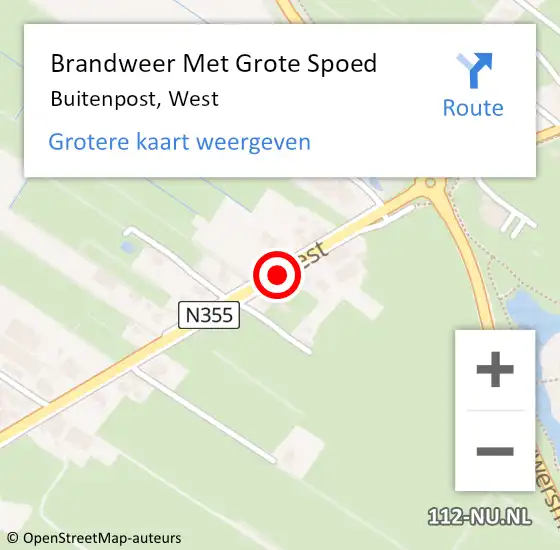 Locatie op kaart van de 112 melding: Brandweer Met Grote Spoed Naar Buitenpost, West op 21 september 2020 17:50