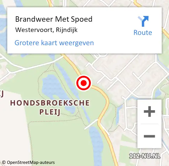 Locatie op kaart van de 112 melding: Brandweer Met Spoed Naar Westervoort, Rijndijk op 21 september 2020 18:31