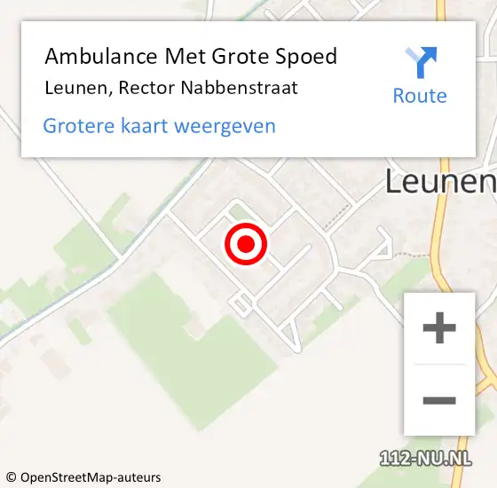 Locatie op kaart van de 112 melding: Ambulance Met Grote Spoed Naar Leunen, Rector Nabbenstraat op 19 mei 2014 18:07