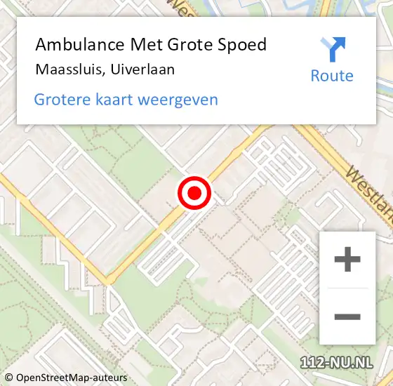 Locatie op kaart van de 112 melding: Ambulance Met Grote Spoed Naar Maassluis, Uiverlaan op 21 september 2020 20:33