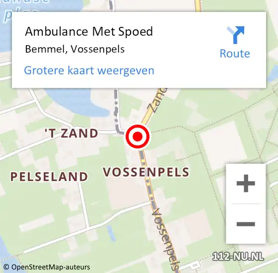 Locatie op kaart van de 112 melding: Ambulance Met Spoed Naar Bemmel, Vossenpels op 21 september 2020 20:33