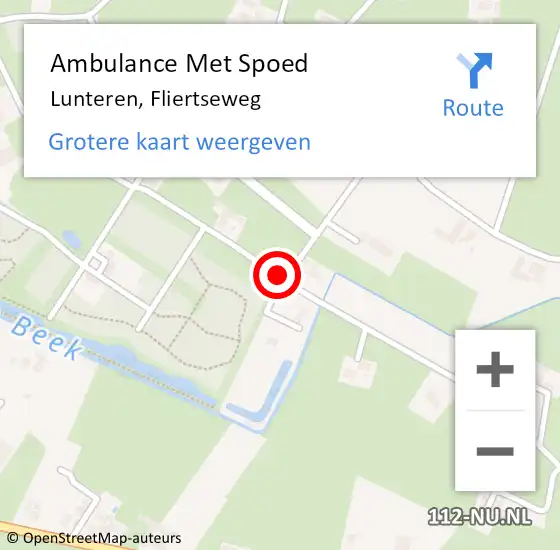 Locatie op kaart van de 112 melding: Ambulance Met Spoed Naar Lunteren, Fliertseweg op 21 september 2020 20:34