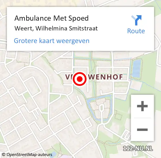 Locatie op kaart van de 112 melding: Ambulance Met Spoed Naar Weert, Wilhelmina Smitstraat op 2 oktober 2013 13:14