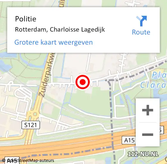Locatie op kaart van de 112 melding: Politie Rotterdam, Charloisse Lagedijk op 21 september 2020 21:30