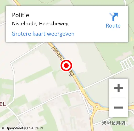 Locatie op kaart van de 112 melding: Politie Nistelrode, Heescheweg op 21 september 2020 22:38