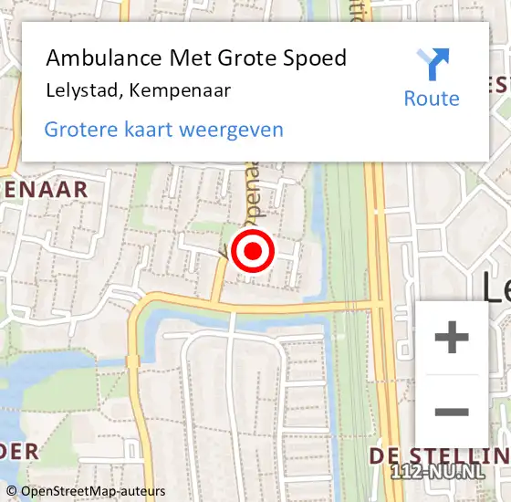 Locatie op kaart van de 112 melding: Ambulance Met Grote Spoed Naar Lelystad, Kempenaar op 21 september 2020 22:53