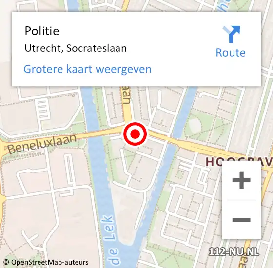 Locatie op kaart van de 112 melding: Politie Utrecht, Socrateslaan op 22 september 2020 00:07