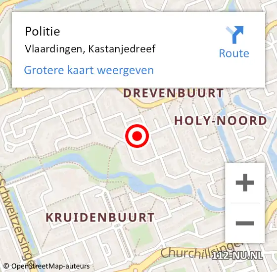 Locatie op kaart van de 112 melding: Politie Vlaardingen, Kastanjedreef op 22 september 2020 00:27