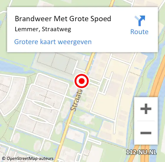 Locatie op kaart van de 112 melding: Brandweer Met Grote Spoed Naar Lemmer, Straatweg op 22 september 2020 01:17