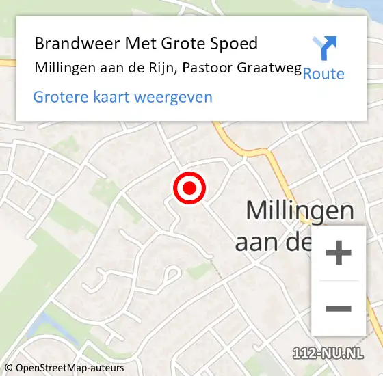 Locatie op kaart van de 112 melding: Brandweer Met Grote Spoed Naar Millingen aan de Rijn, Pastoor Graatweg op 22 september 2020 02:35