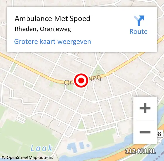 Locatie op kaart van de 112 melding: Ambulance Met Spoed Naar Rheden, Oranjeweg op 22 september 2020 04:50
