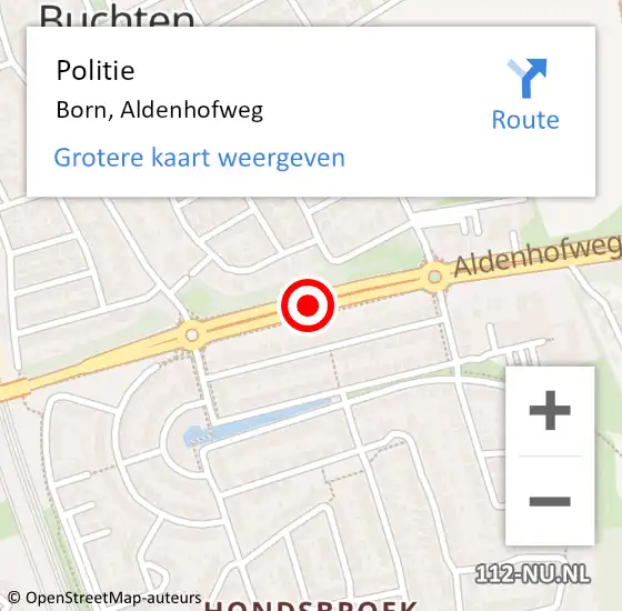 Locatie op kaart van de 112 melding: Politie Born, Aldenhofweg op 22 september 2020 06:46