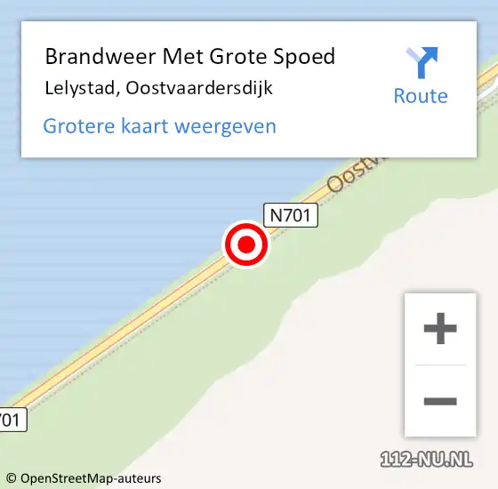Locatie op kaart van de 112 melding: Brandweer Met Grote Spoed Naar Lelystad, Oostvaardersdijk op 22 september 2020 07:12