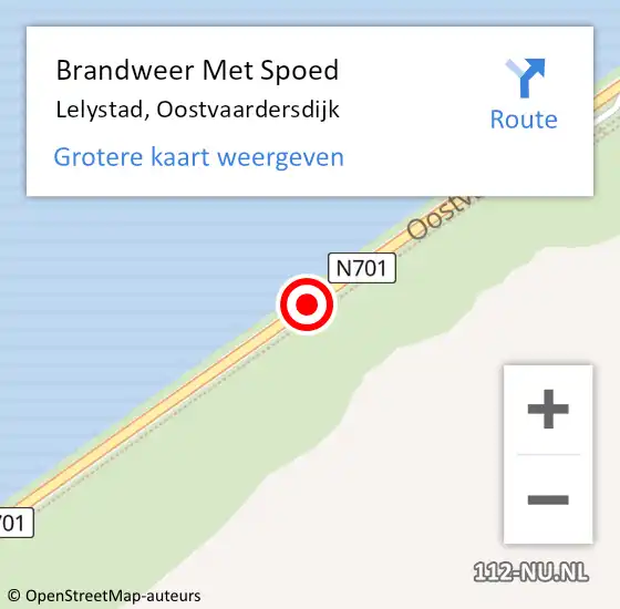 Locatie op kaart van de 112 melding: Brandweer Met Spoed Naar Lelystad, Oostvaardersdijk op 22 september 2020 07:36