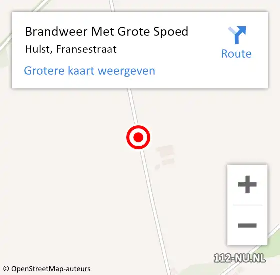 Locatie op kaart van de 112 melding: Brandweer Met Grote Spoed Naar Hulst, Fransestraat op 22 september 2020 08:35