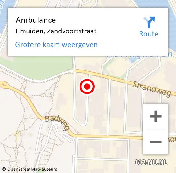 Locatie op kaart van de 112 melding: Ambulance IJmuiden, Zandvoortstraat op 22 september 2020 08:48