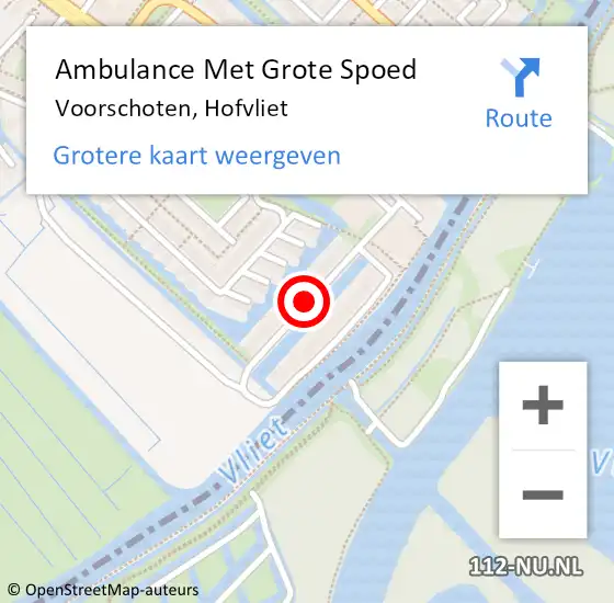 Locatie op kaart van de 112 melding: Ambulance Met Grote Spoed Naar Voorschoten, Hofvliet op 22 september 2020 10:34