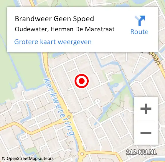 Locatie op kaart van de 112 melding: Brandweer Geen Spoed Naar Oudewater, Herman De Manstraat op 22 september 2020 10:58