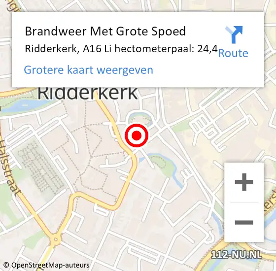 Locatie op kaart van de 112 melding: Brandweer Met Grote Spoed Naar Ridderkerk, A38 Li hectometerpaal: 20,8 op 22 september 2020 11:02