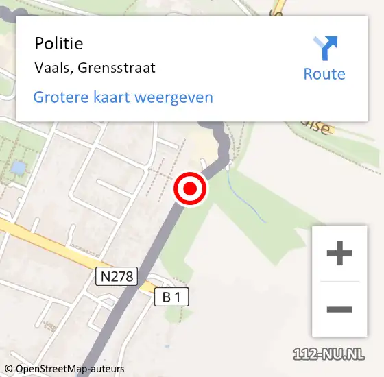 Locatie op kaart van de 112 melding: Politie Vaals, Grensstraat op 22 september 2020 11:36