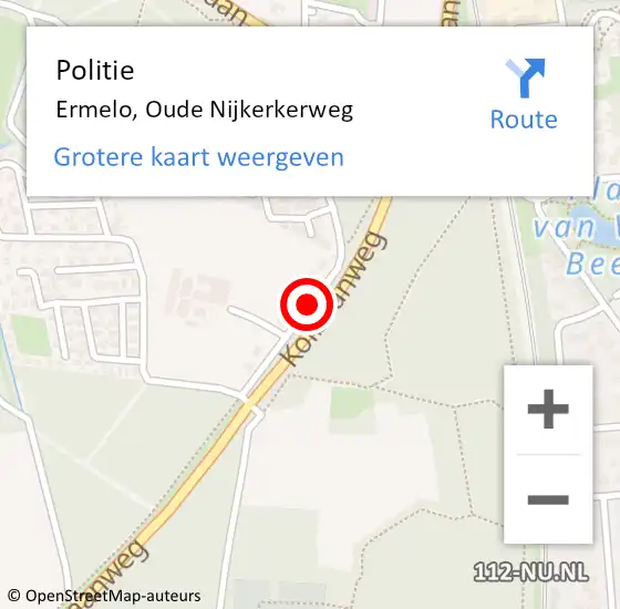 Locatie op kaart van de 112 melding: Politie Ermelo, Oude Nijkerkerweg op 22 september 2020 12:43