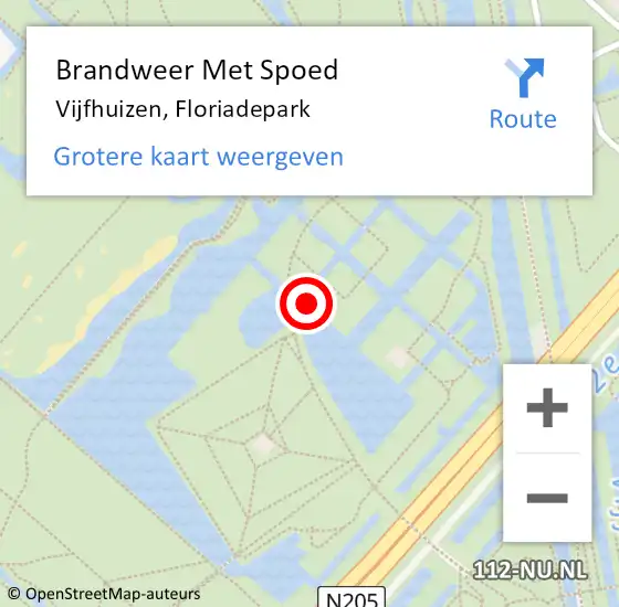 Locatie op kaart van de 112 melding: Brandweer Met Spoed Naar Vijfhuizen, Floriadepark op 22 september 2020 13:22