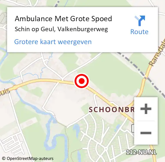 Locatie op kaart van de 112 melding: Ambulance Met Grote Spoed Naar Schin op Geul, Valkenburgerweg op 2 oktober 2013 13:21