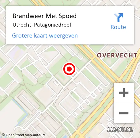 Locatie op kaart van de 112 melding: Brandweer Met Spoed Naar Utrecht, Patagoniedreef op 22 september 2020 14:07