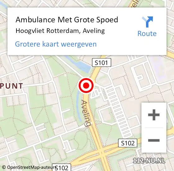 Locatie op kaart van de 112 melding: Ambulance Met Grote Spoed Naar Hoogvliet Rotterdam, Aveling op 22 september 2020 15:09