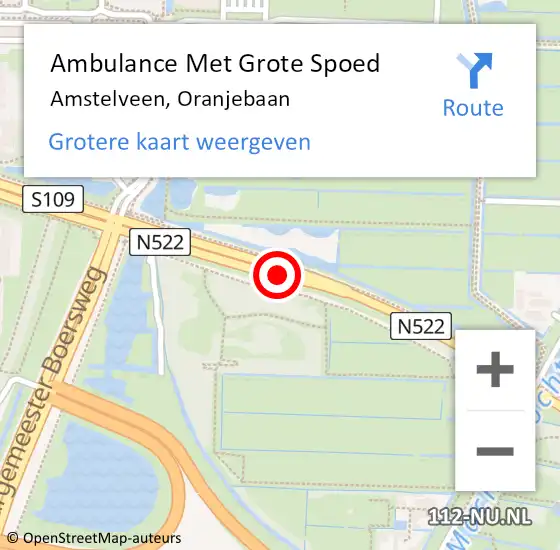 Locatie op kaart van de 112 melding: Ambulance Met Grote Spoed Naar Amstelveen, Oranjebaan op 22 september 2020 15:19