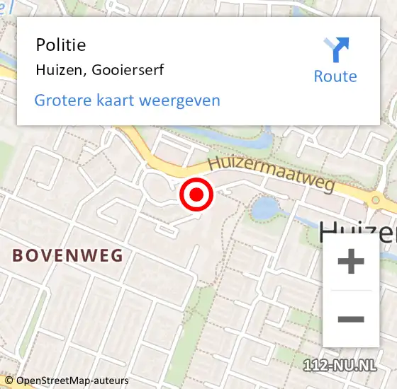 Locatie op kaart van de 112 melding: Politie Huizen, Gooierserf op 22 september 2020 15:40