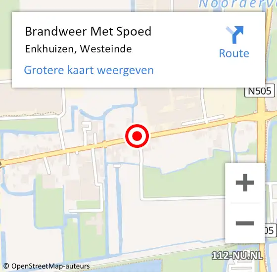 Locatie op kaart van de 112 melding: Brandweer Met Spoed Naar Enkhuizen, Westeinde op 22 september 2020 16:01