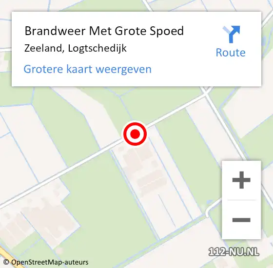 Locatie op kaart van de 112 melding: Brandweer Met Grote Spoed Naar Zeeland, Logtschedijk op 22 september 2020 16:07
