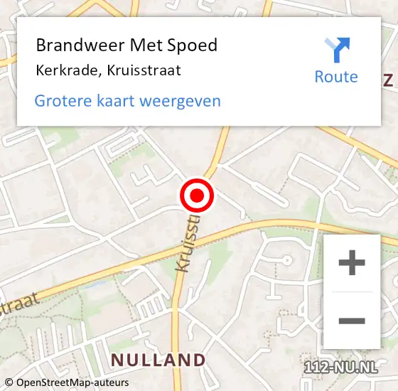 Locatie op kaart van de 112 melding: Brandweer Met Spoed Naar Kerkrade, Kruisstraat op 22 september 2020 16:11