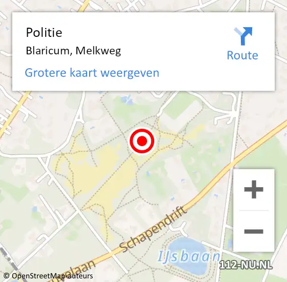 Locatie op kaart van de 112 melding: Politie Blaricum, Melkweg op 22 september 2020 17:02