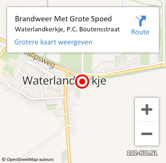 Locatie op kaart van de 112 melding: Brandweer Met Grote Spoed Naar Waterlandkerkje, P.C. Boutensstraat op 22 september 2020 17:09