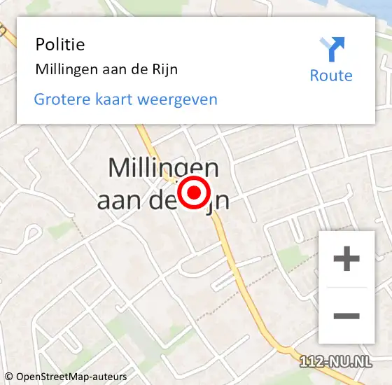 Locatie op kaart van de 112 melding: Politie Millingen aan de Rijn op 22 september 2020 17:30