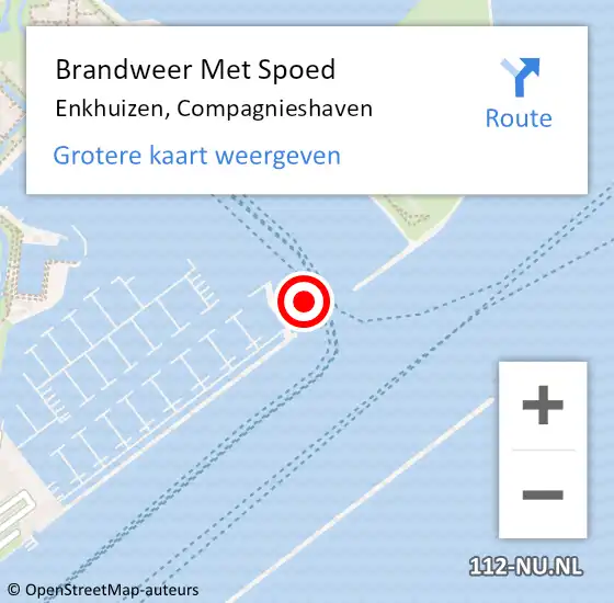 Locatie op kaart van de 112 melding: Brandweer Met Spoed Naar Enkhuizen, Compagnieshaven op 22 september 2020 17:30