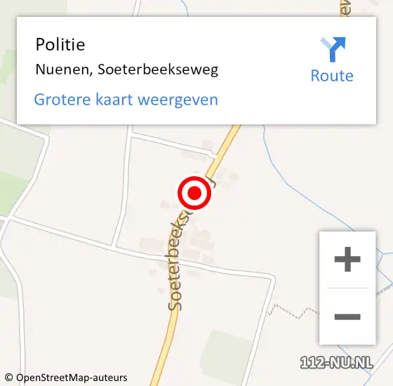 Locatie op kaart van de 112 melding: Politie Nuenen, Soeterbeekseweg op 22 september 2020 17:37