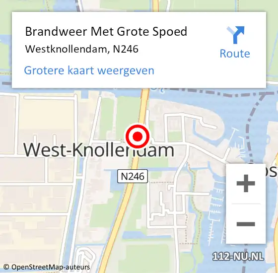 Locatie op kaart van de 112 melding: Brandweer Met Grote Spoed Naar Westknollendam, N246 op 22 september 2020 17:41