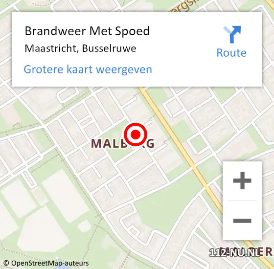 Locatie op kaart van de 112 melding: Brandweer Met Spoed Naar Maastricht, Busselruwe op 22 september 2020 17:49