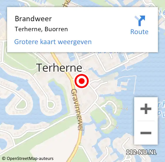 Locatie op kaart van de 112 melding: Brandweer Terherne, Buorren op 22 september 2020 18:07