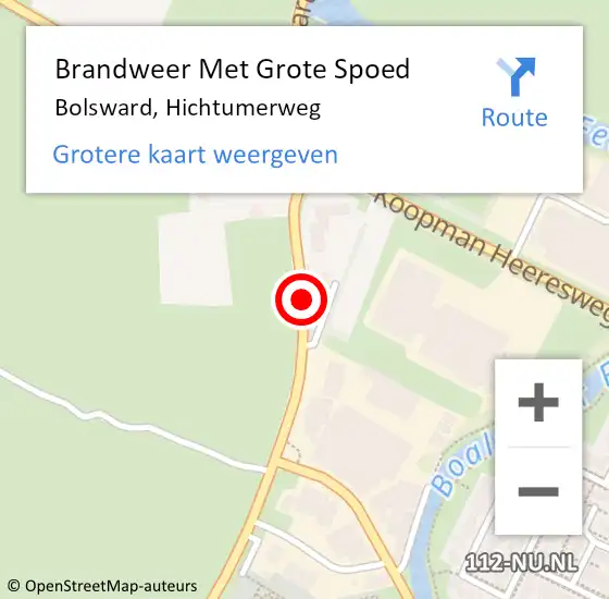 Locatie op kaart van de 112 melding: Brandweer Met Grote Spoed Naar Bolsward, Hichtumerweg op 22 september 2020 18:22