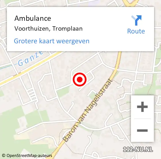 Locatie op kaart van de 112 melding: Ambulance Voorthuizen, Tromplaan op 22 september 2020 19:19