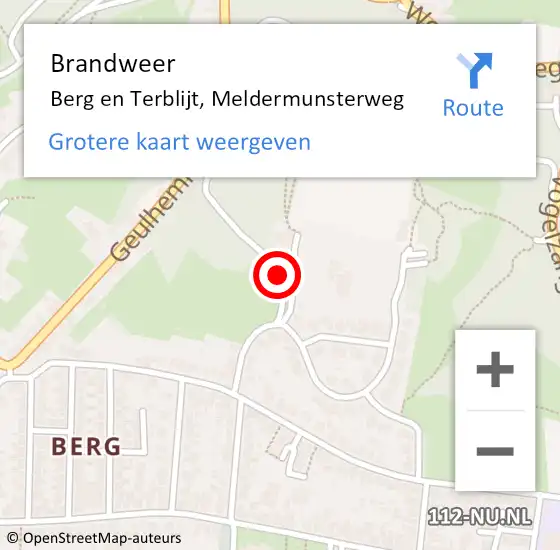 Locatie op kaart van de 112 melding: Brandweer Berg en Terblijt, Meldermunsterweg op 19 mei 2014 19:47