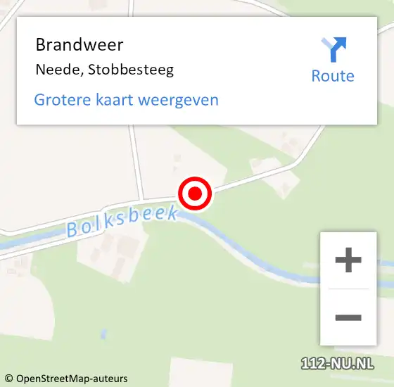 Locatie op kaart van de 112 melding: Brandweer Neede, Stobbesteeg op 19 mei 2014 19:49