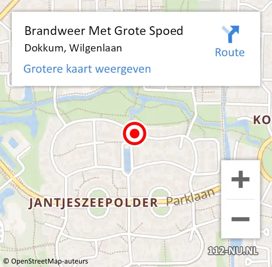 Locatie op kaart van de 112 melding: Brandweer Met Grote Spoed Naar Dokkum, Wilgenlaan op 22 september 2020 21:15