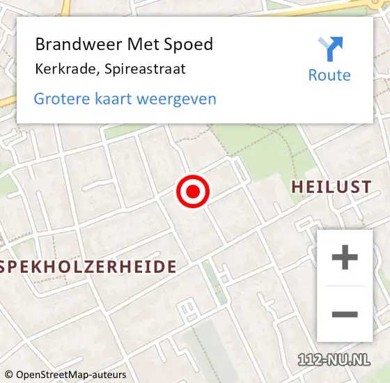 Locatie op kaart van de 112 melding: Brandweer Met Spoed Naar Kerkrade, Spireastraat op 22 september 2020 21:37